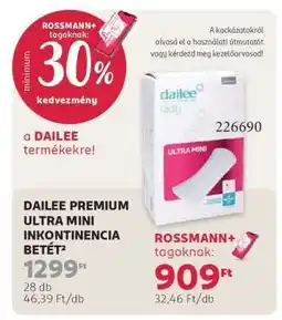 Rossmann DAILEE PREMIUM ULTRA MINI INKONTINENCIA BETÉT ajánlat