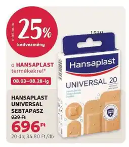 Rossmann HANSA PLAST UNIVERSAL SEBTAPASZ ajánlat