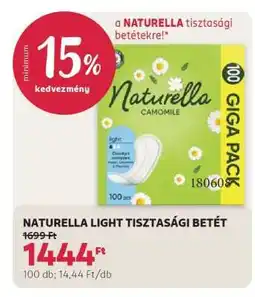 Rossmann NATURELLA LIGHT TISZTASÁGI BETÉT ajánlat