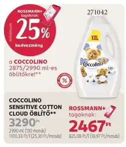 Rossmann COCCOLINO SENSITIVE COTTON CLOUD ÖBLÍTŐ ajánlat