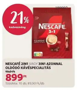 Rossmann NESCAFÉ 2in1 vagy 3in1 azonnal oldódó kávéspecialitás ajánlat