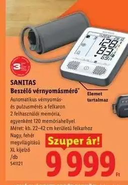 Lidl Sanitas Beszélő vérnyomásmérő ajánlat