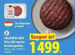 Lidl FALUVÉGI HÚS Friss XXL marha-hamburgerhús ajánlat