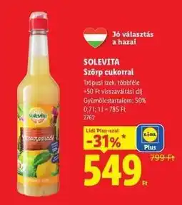 Lidl SOLEVITA Szörp cukorral ajánlat