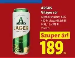 Lidl Argus Világos sör ajánlat