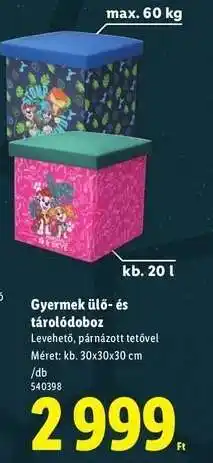 Lidl Gyermek ülő- és tárolódoboz ajánlat