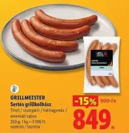 Lidl GRILLMEISTER Sertés grillkolbász ajánlat