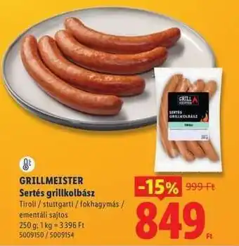 Lidl GRILLMEISTER Sertés grillkolbász ajánlat