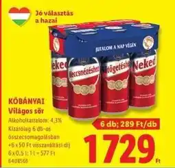 Lidl KŐBÁNYAI Világos sör ajánlat