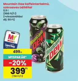 Interspar Mountain Dew koffeintartalmú, szénsavas üdítőital ajánlat