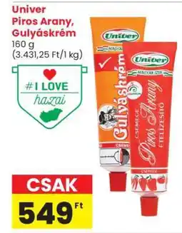 Spar Univer Piros Arany, Gulyáskrém ajánlat