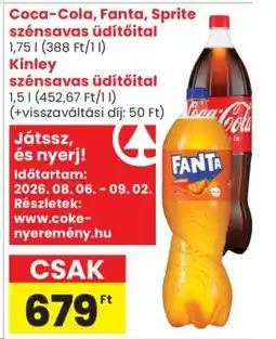 Spar Coca-Cola, Fanta, Sprite szénsavas üdítőital ajánlat