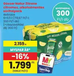 Spar Gösser Natur Zitrone citromos, alkoholmentes söritalpack ajánlat