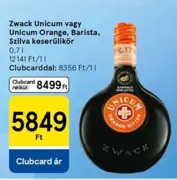 Tesco Zwack Unicum vagy Unicum Orange, Barista, Szilva keserűlikőr ajánlat