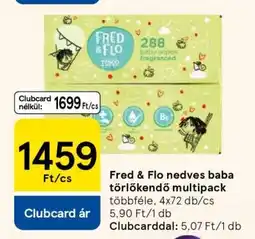 Tesco Fred & Flo nedves baba törlőkendő multipack ajánlat