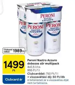 Tesco Peroni Nastro Azzuro dobozos sör multipack ajánlat
