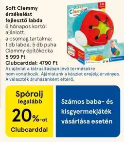 Tesco Soft Clemmy érzékelést fejlesztő labda ajánlat