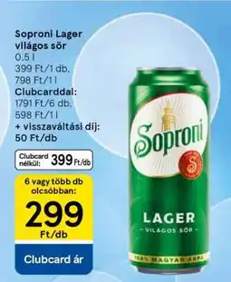 Tesco Soproni Lager világos sör ajánlat