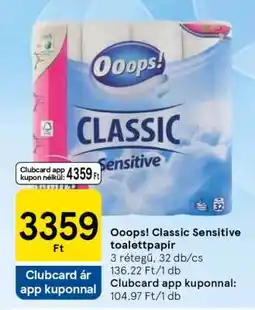 Tesco Ooops! Classic Sensitive toalettpapír ajánlat