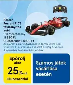 Tesco Rastar Ferrari F1 75 távirányítós autó ajánlat