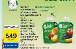 Tesco Gerber alma-banán-áfonya-szeder bio gyümölcspüré ajánlat