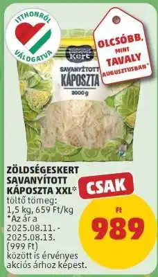 PENNY ZÖLDSÉGESKERT SAVANYÍTOTT KÁPOSZTA XXL ajánlat