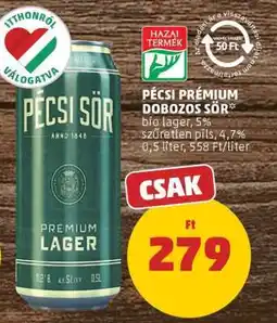 PENNY Pécsi Prémium dobozos sör ajánlat