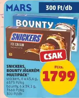 PENNY SNICKERS, BOUNTY JÉGKRÉM MULTIPACK ajánlat