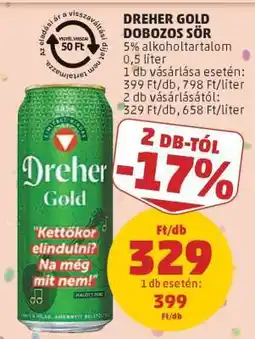 PENNY Dreher Gold Dobozos Sör ajánlat