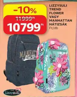 Auchan Lizzysuli Trend Flower vagy Manhattan Hátizsák ajánlat