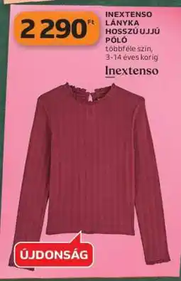 Auchan INEXTENSO LÁNYKA HOSSZÚ UJJÚ PÓLÓ ajánlat