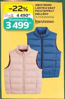 Auchan INEXTENSO LÁNYKA VAGY FIÚ STEPPELT MELLÉNY ajánlat