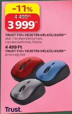 Auchan TRUST YVI+ VEZETÉK NÉLKÜLI EGÉR ajánlat