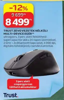Auchan TRUST ZEVO VEZETÉK NÉLKÜLI MULTI-DEVICE EGÉR ajánlat