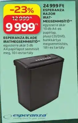 Auchan ESPERANZA BLADE IRATMEGSEMMISÍTŐ ajánlat