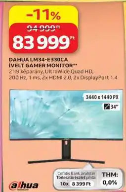 Auchan DAHUA LM34-E330CA ÍVELT GAMER MONITOR ajánlat