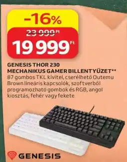 Auchan GENESIS THOR 230 MECHANIKUS GAMER BILLENTYŰZET ajánlat