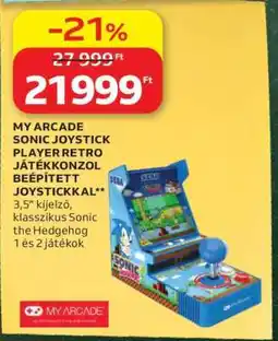 Auchan MY ARCADE SONIC JOYSTICK PLAYER RETRO JÁTÉKKONZOL BEÉPÍTETT JOYSTICKKAL ajánlat