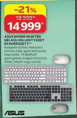 Auchan ASUS W5000 Vezeték Nélküli Billentyűzet és Egérszett ajánlat