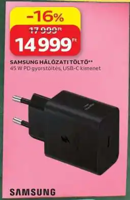 Auchan SAMSUNG HÁLÓZATI TÖLTŐ ajánlat
