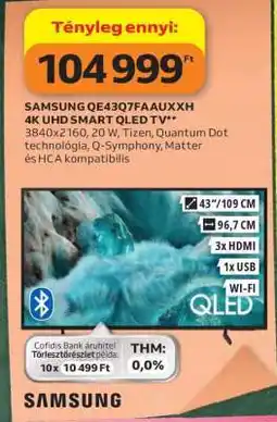 Auchan SAMSUNG QE43Q7FAAUXXH 4K UHD SMART QLED TV ajánlat