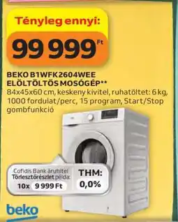 Auchan BEKO B1WFK2604WEE ELÖLTÖLTŐS MOSÓGÉP ajánlat