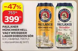 Auchan PAULANER MÜNCHNER HELL VAGY WEISSBIER LAGER DOBOZOS SÖR ajánlat