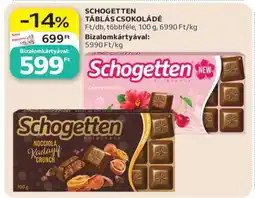 Auchan Schogetten táblás csokoládé ajánlat
