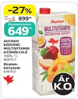 Auchan AUCHAN KEDVENC MULTIVITAMIN GYÜMÖLCSLÉ ajánlat