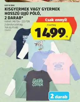 ALDI Kisgyermek vagy gyermek hosszú ujjú póló, 2 darab ajánlat