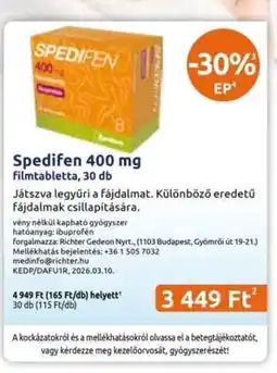 Benu Gyógyszertárak Spedifen 400 mg ajánlat