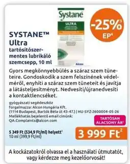 Benu Gyógyszertárak SYSTANE Ultra ajánlat