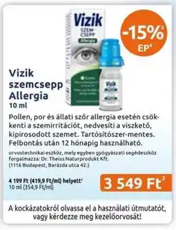 Benu Gyógyszertárak Vizik szemcsepp Allergia ajánlat