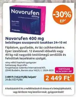 Benu Gyógyszertárak Novorufen 400 mg ajánlat